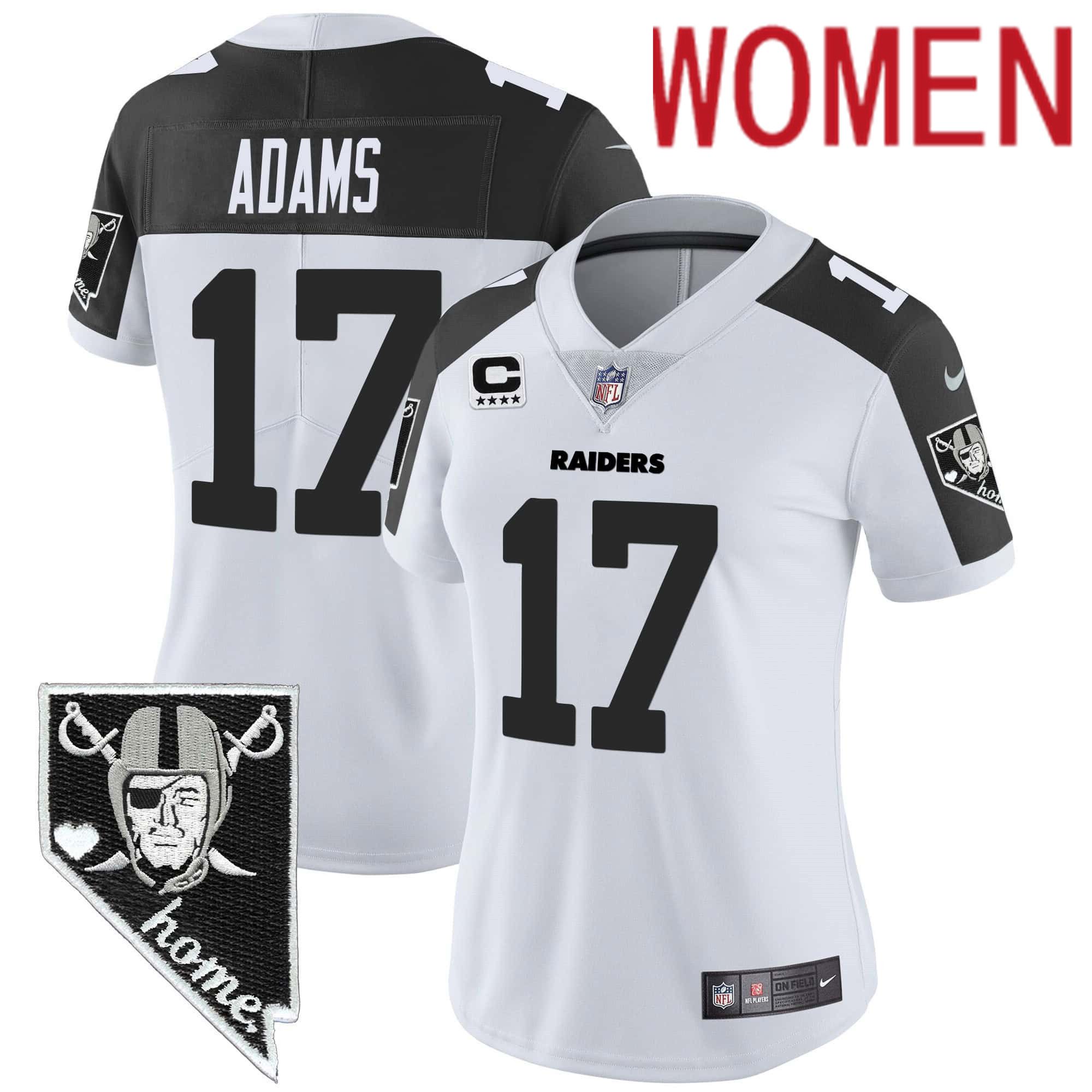 Women Oakland Raiders #17 Adams White 2024 Nike Nevada Home Patch Vapor NFL Jersey style 1->customized nfl jersey->Custom Jersey